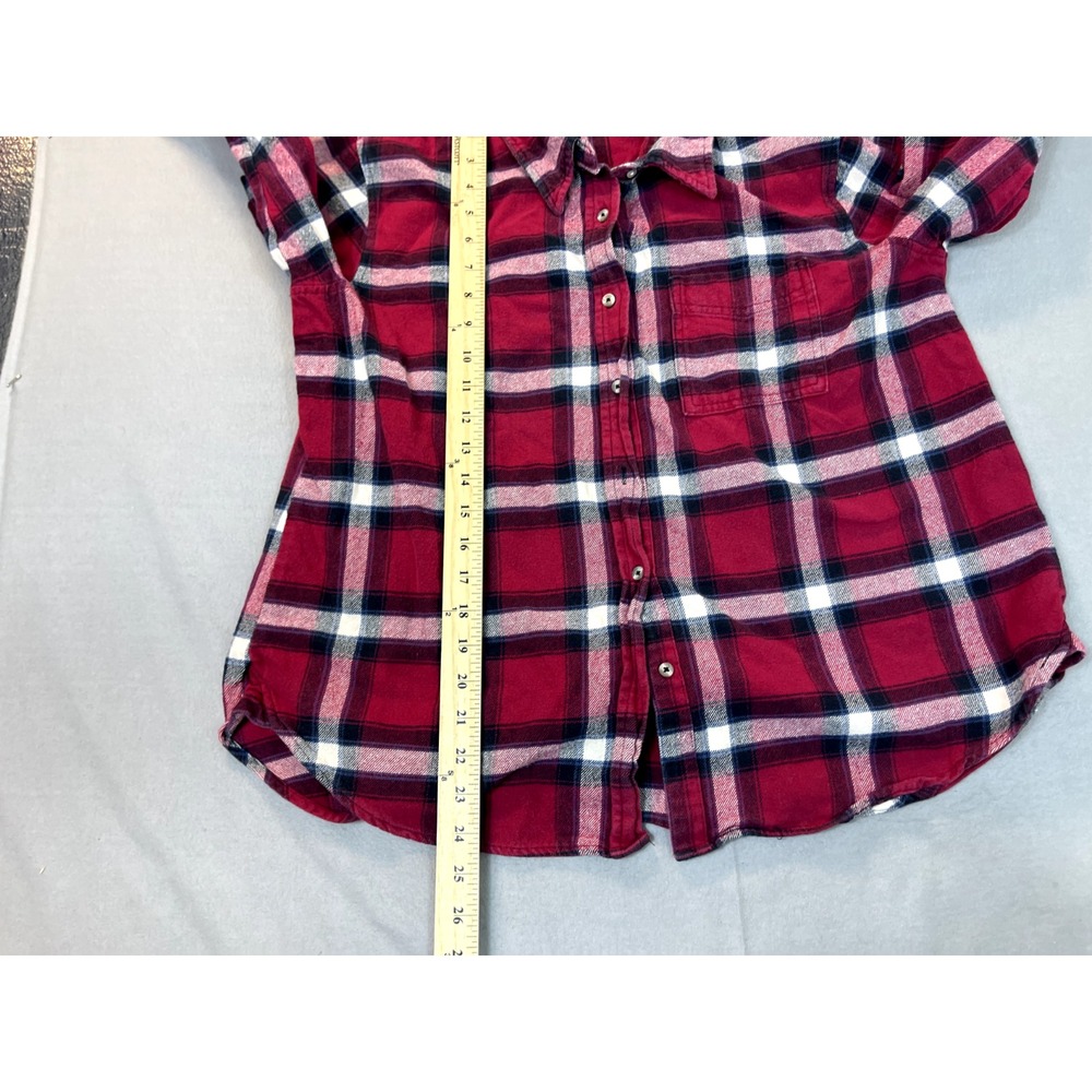 Wrangler Shirt Flannel Medium Wrancher Rancher‎ Red Plaid Long Sleeve Mens - Picture 8 of 14